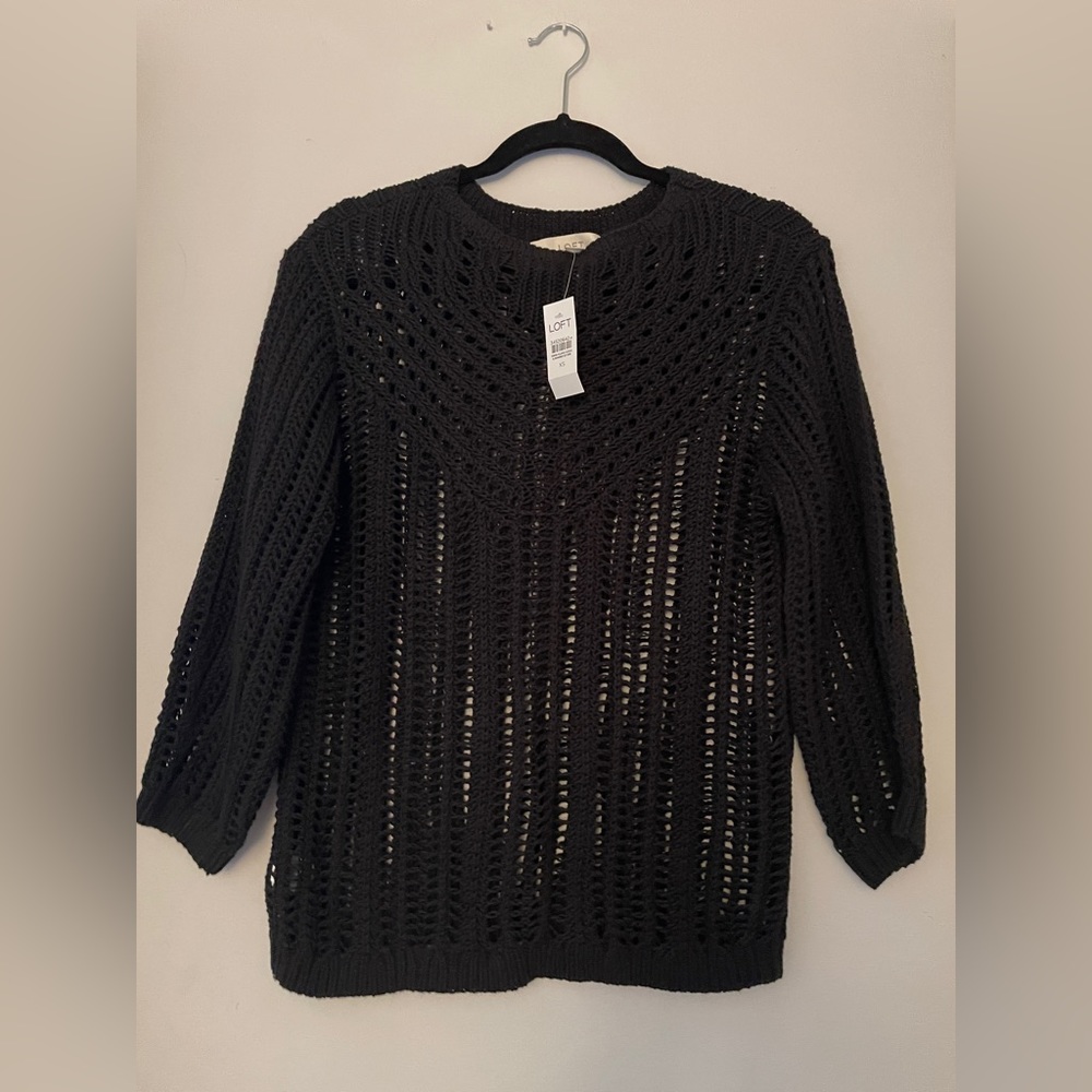 LOFT - Open stitch, Black sweater